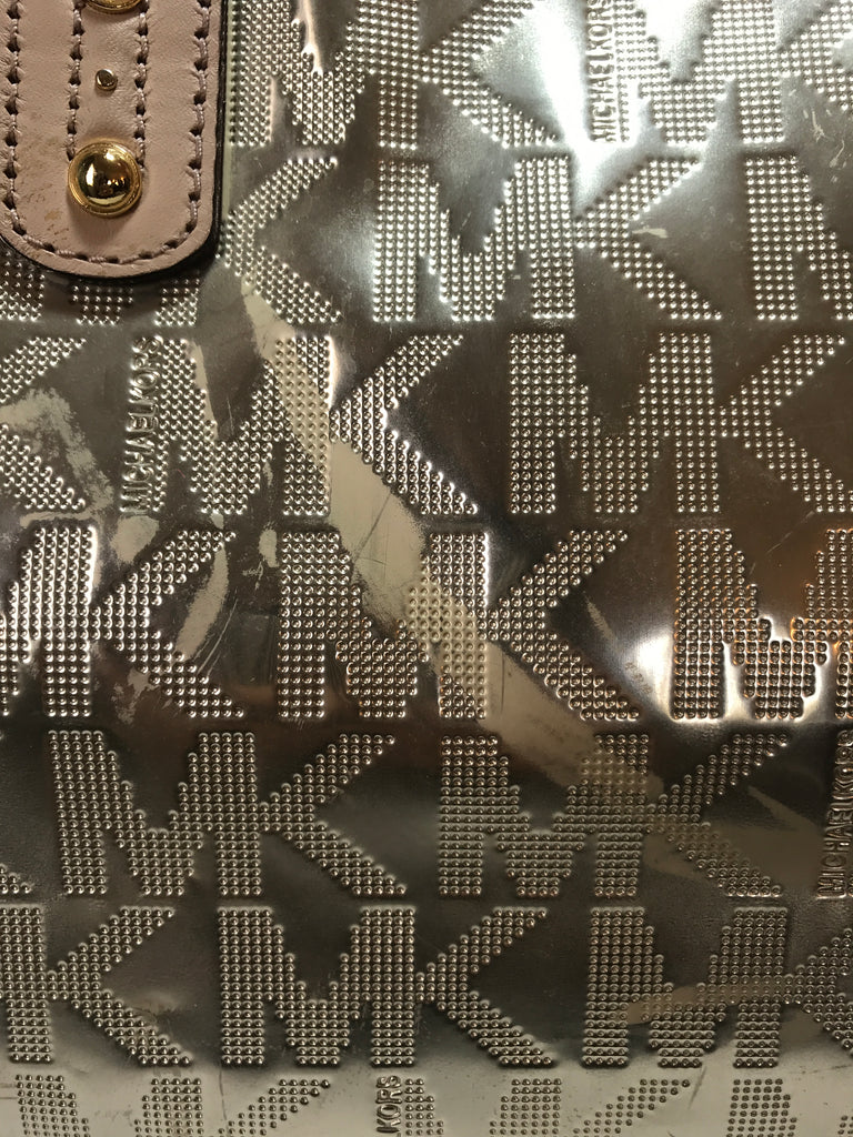 Michael Kors Gold Monogram Embossed Patent Tote Bag | Pre Loved |