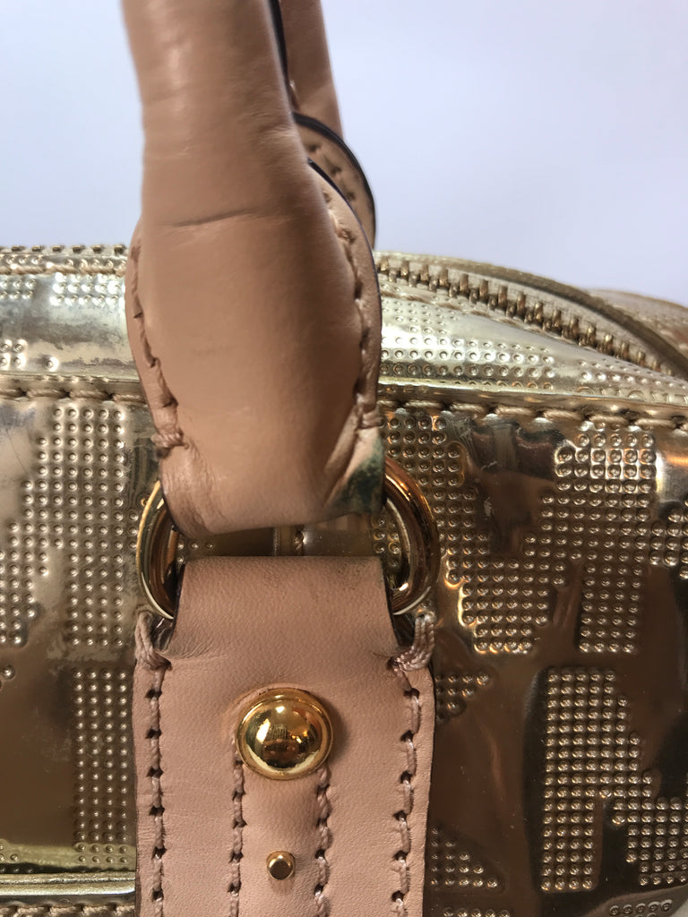 Michael Kors Gold Monogram Embossed Patent Tote Bag | Pre Loved |