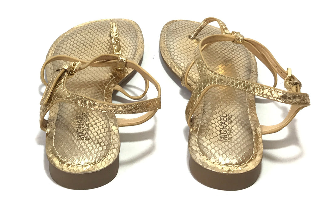 Michael Kors Gold Snakeskin Thong Strap Flats | Gently Used |