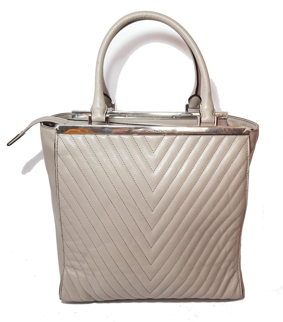 Michael Kors Grey Leather Quilted Tote | Like New |