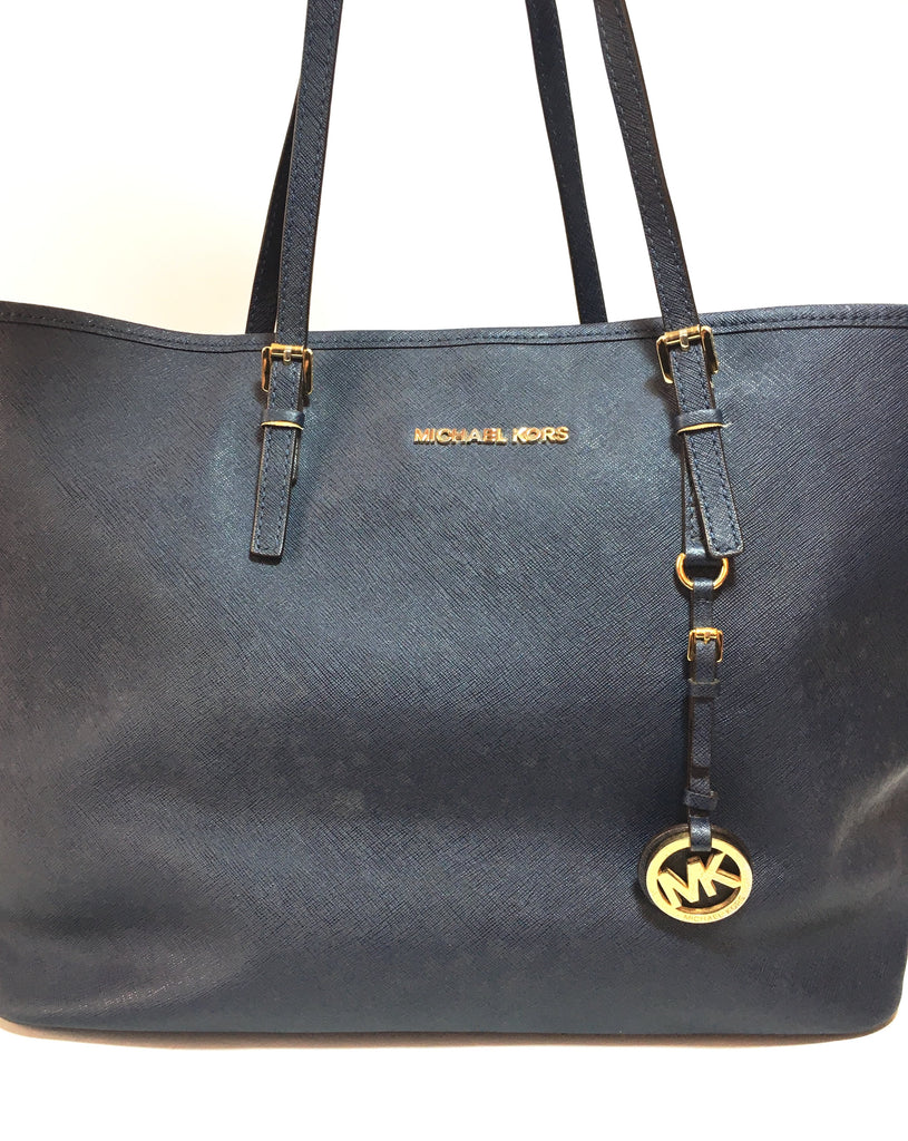 Michael Kors Jet Set Navy Saffiano Leather Tote | Pre Loved |