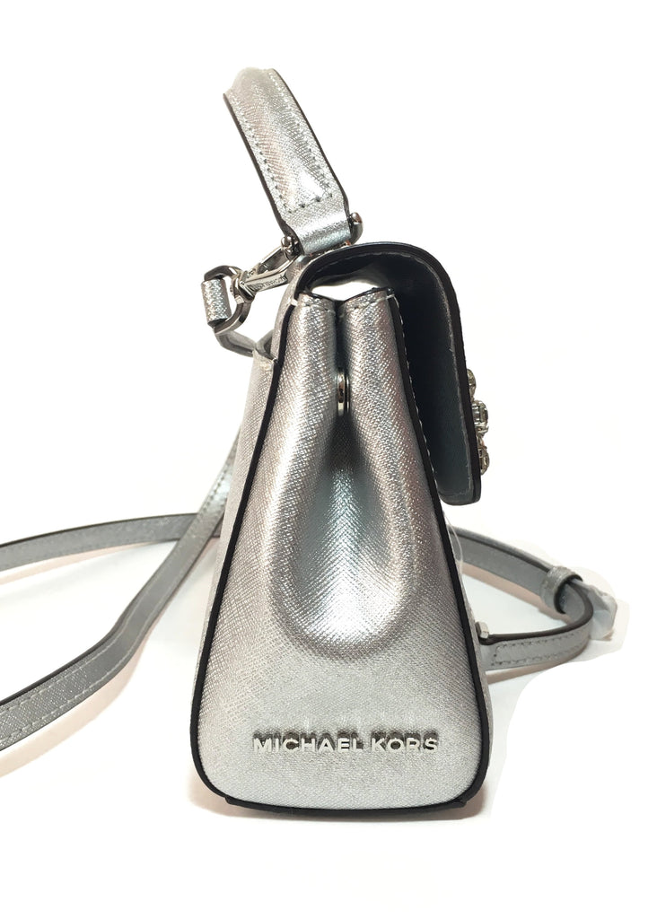 Michael Kors 'AVA' Silver Jewelled Leather Crossbody  | Brand New |