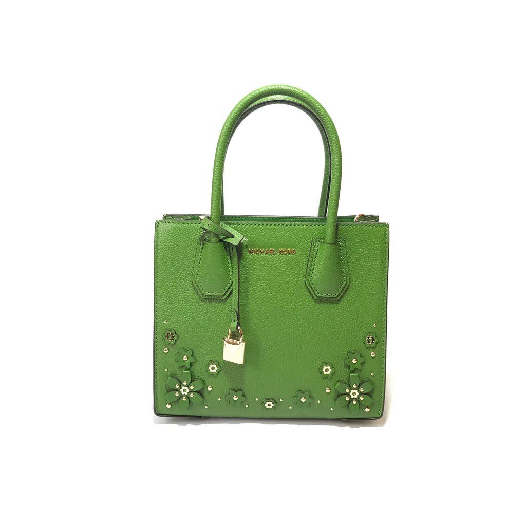 Michael Kors Mercer Green Floral Satchel  | Like New |