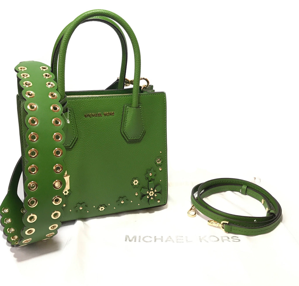 Michael Kors Mercer Green Floral Satchel Like New Secret Stash