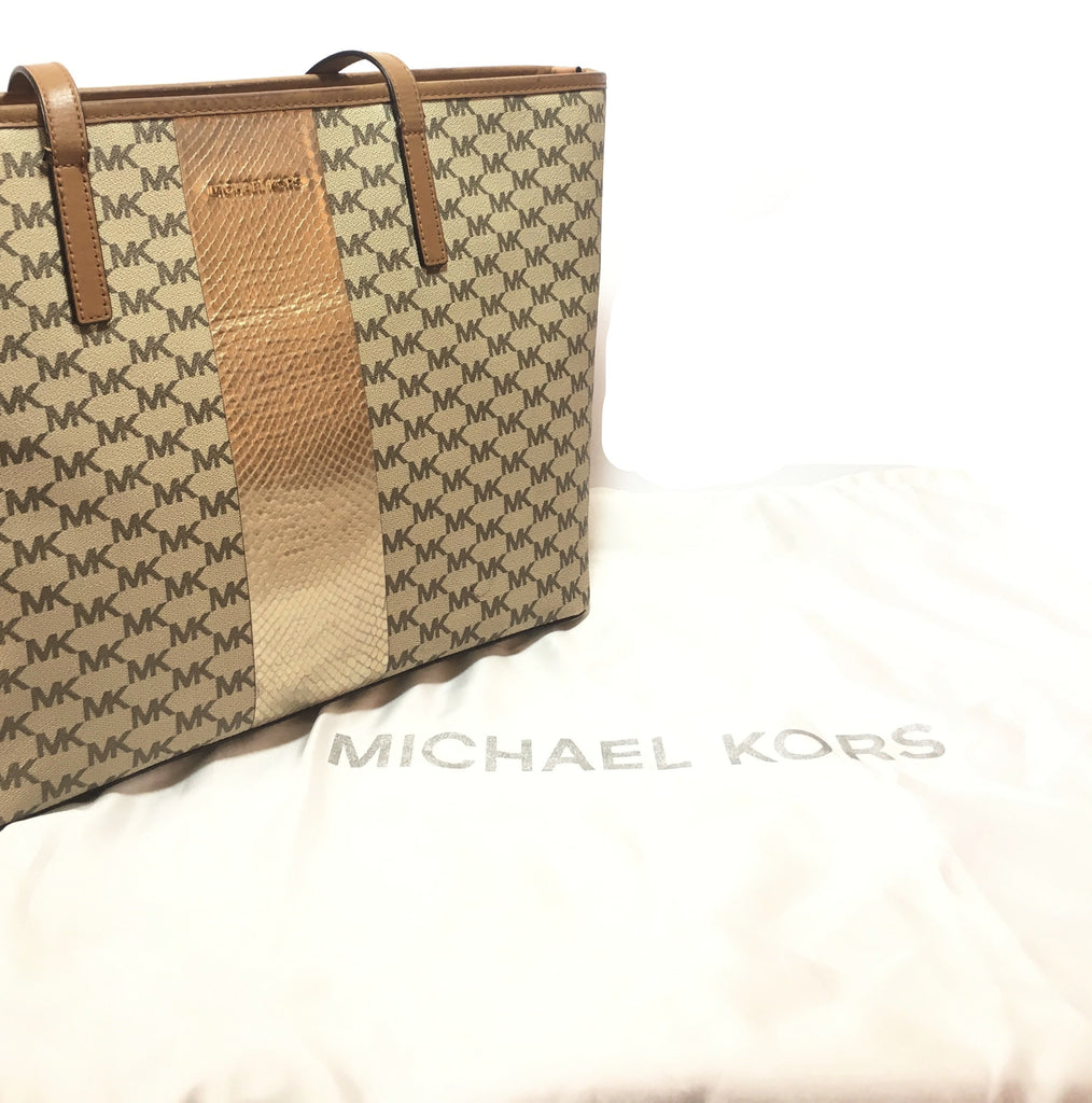 Michael Kors Signature Center Stripe 'Emry' Large Tote | Pre Loved |
