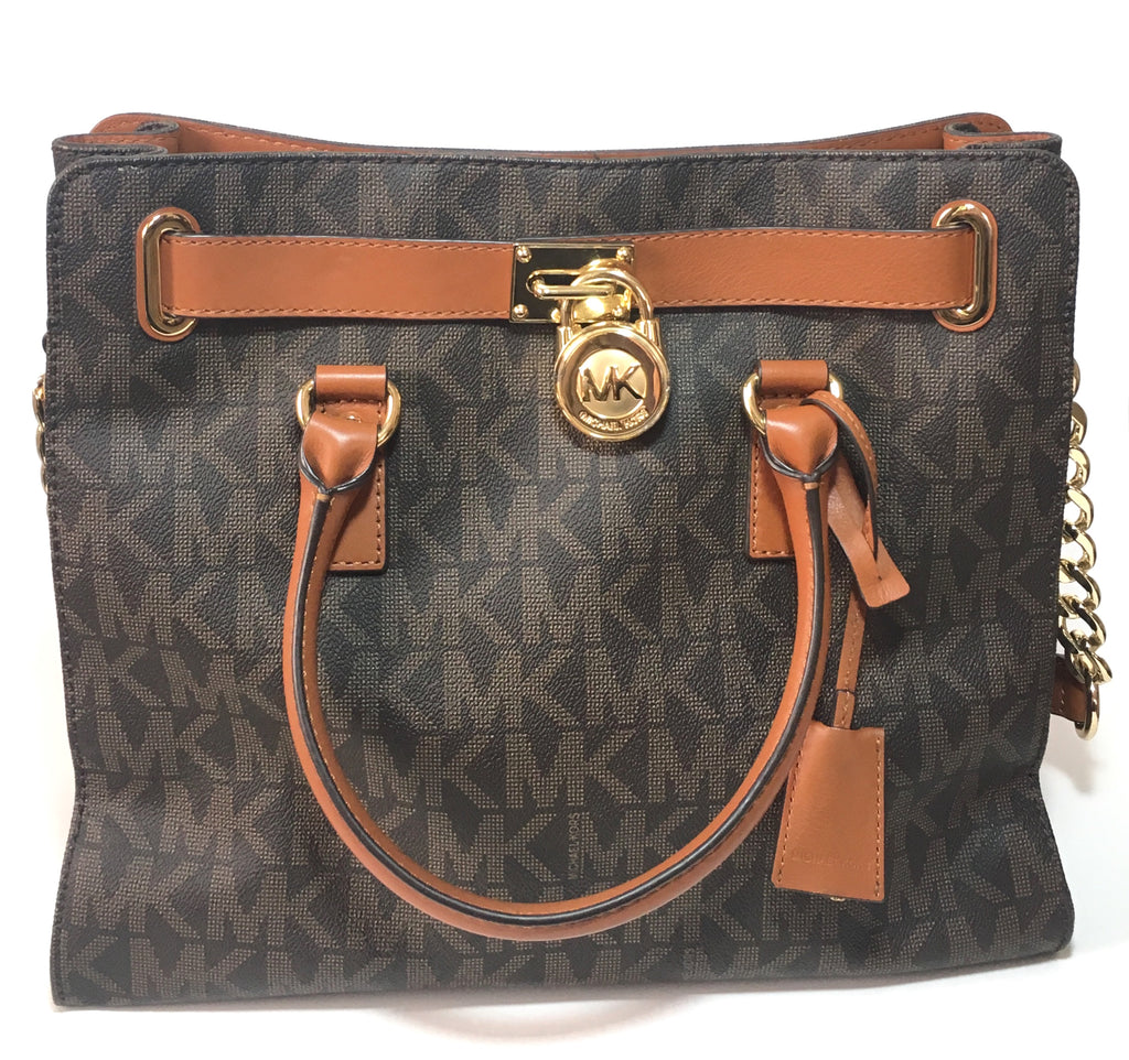 Michael Kors Large Monogram Canvas with Leather Trim Hamilton Tote | Gently Used |