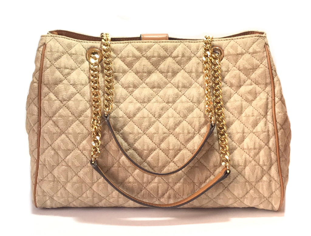 Michael Kors 'Susannah' Large Quilted Monogram Fabric Bag | Gently Used |