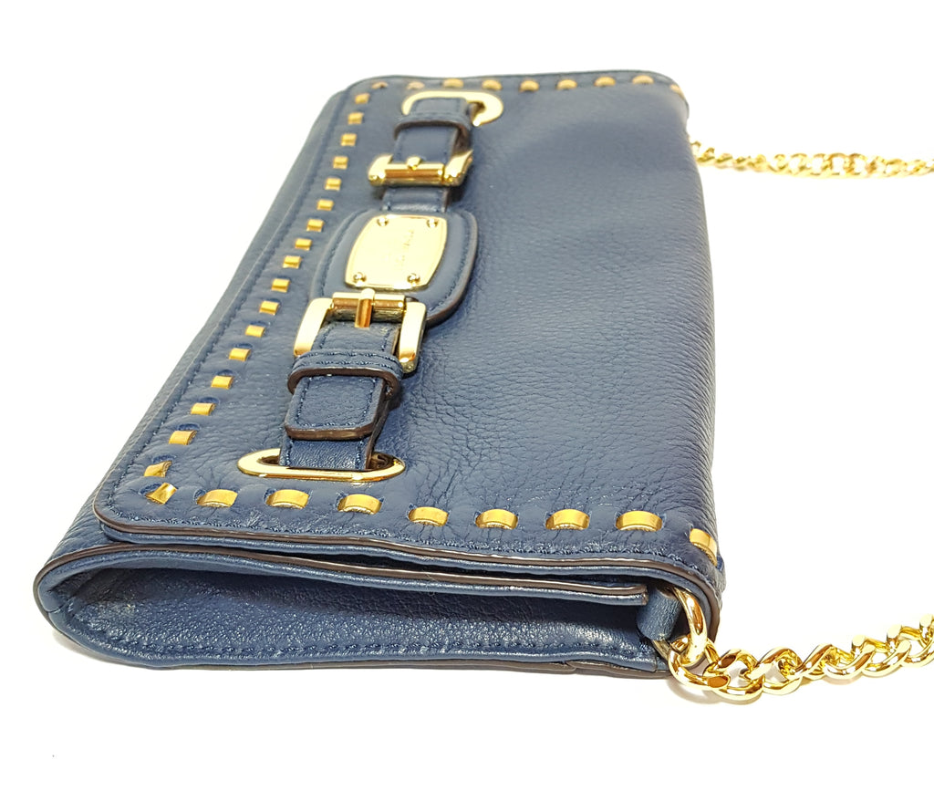 Michael Kors Navy & Gold Studs Shoulder Bag | Gently Used |