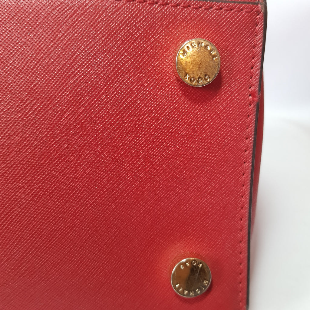 Michael Kors Large Selma Red Studded Leather Satchel | Pre Loved |