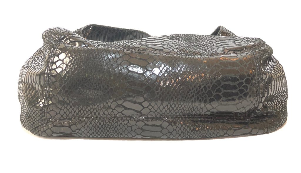 Michael Kors Black Metallic Snakeskin Leather Shoulder Bag | Gently Used |