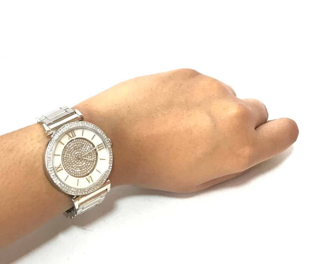 Michael Kors MK 3355 Silver Rhinestone Watch Gently Used Secret Stash