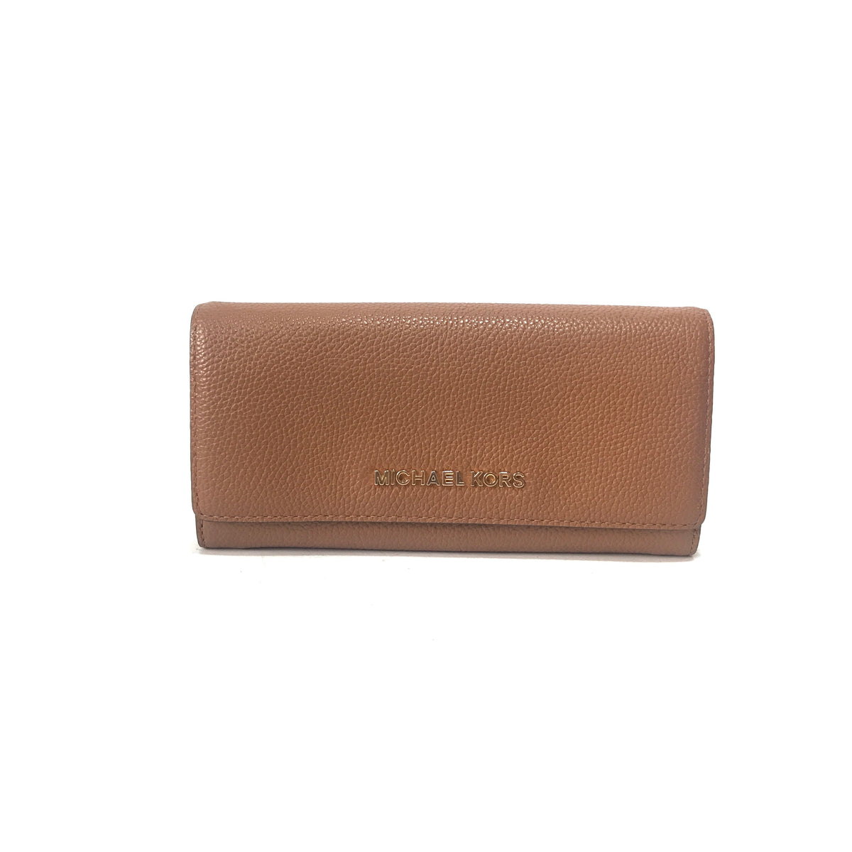 Michael Kors Tan Pebbled Leather Flat Wallet Gently Used