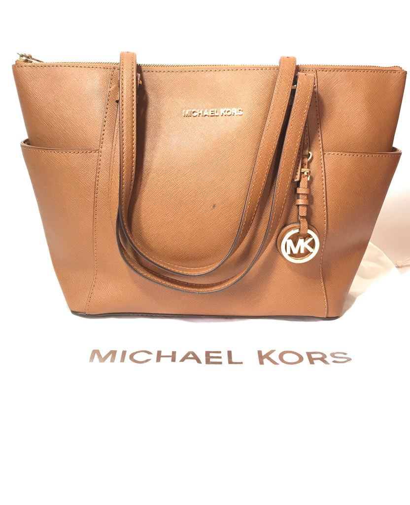 Michael Kors Tan Leather Jet Set Medium Travel Tote | Pre Loved |