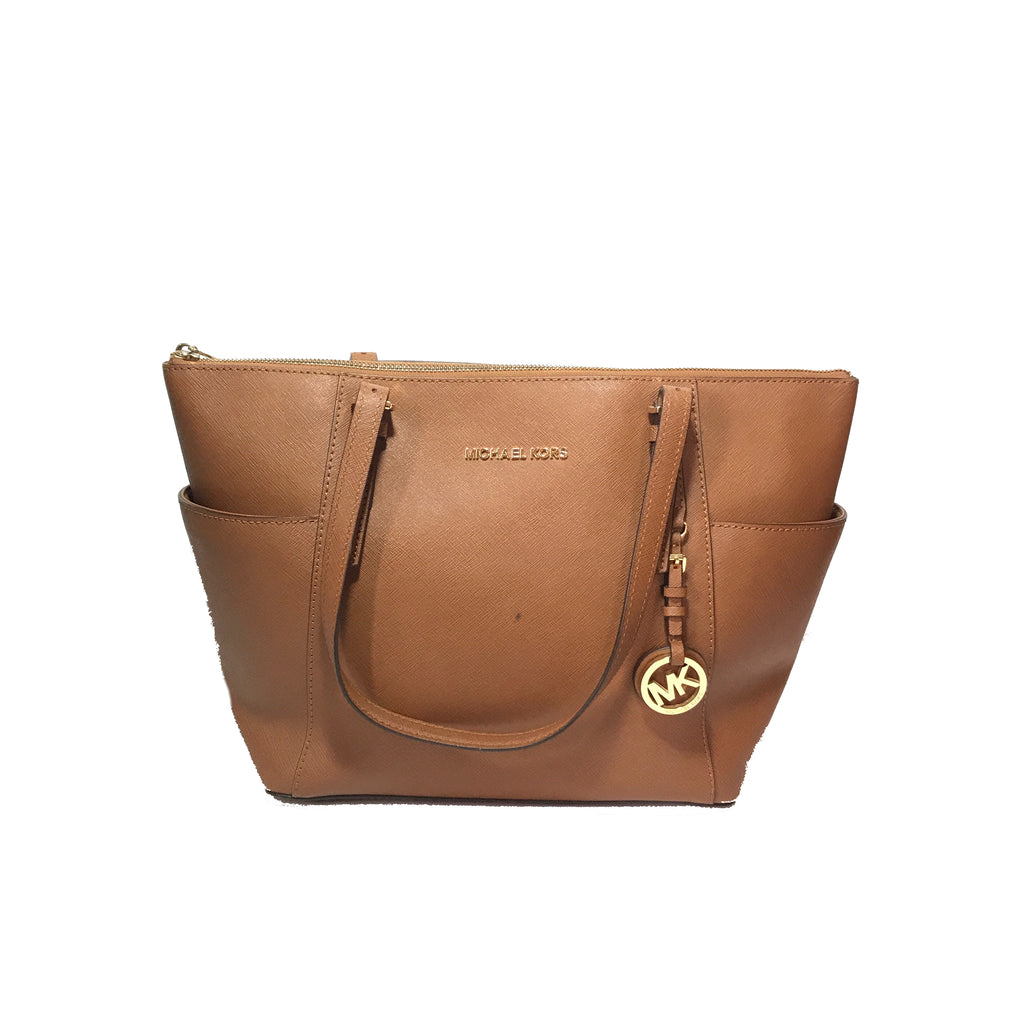 Michael Kors Tan Leather Jet Set Medium Travel Tote | Pre Loved |