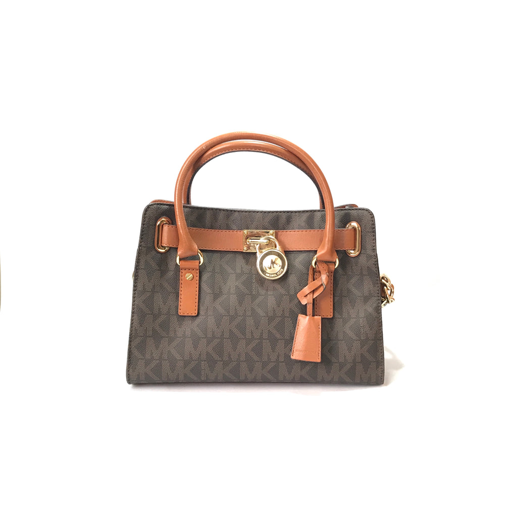 Michael Kors Tan Hamilton Monogram Satchel Tote | Gently Used |