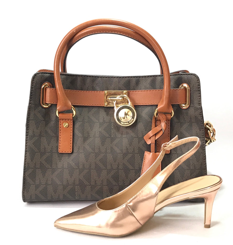 Michael Kors Tan Hamilton Monogram Satchel Tote | Gently Used |