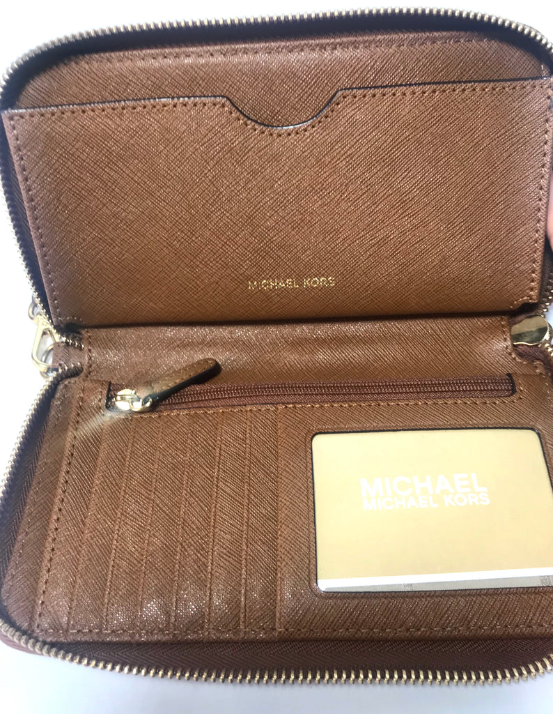 Michael Kors Tan Pebbled Leather Wallet Wristlet | Pre Loved |