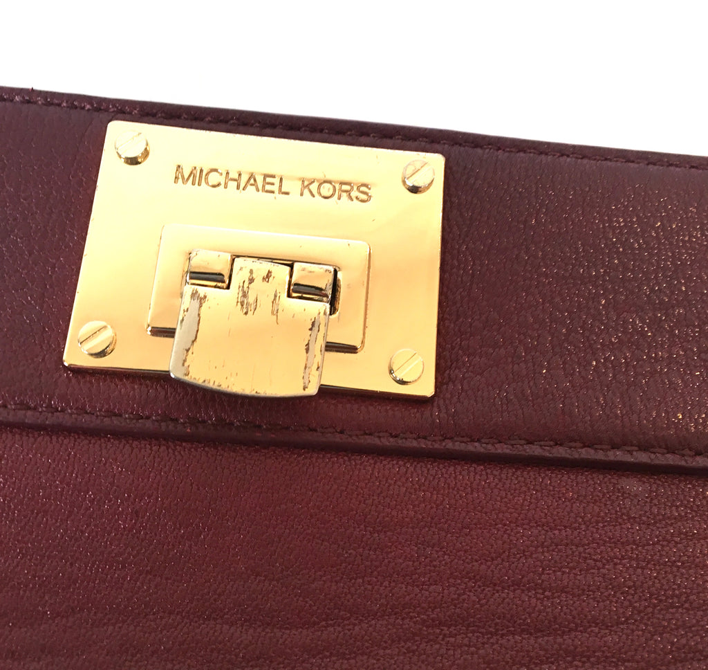 Michael Kors Maroon Leather Tote | Pre Loved |