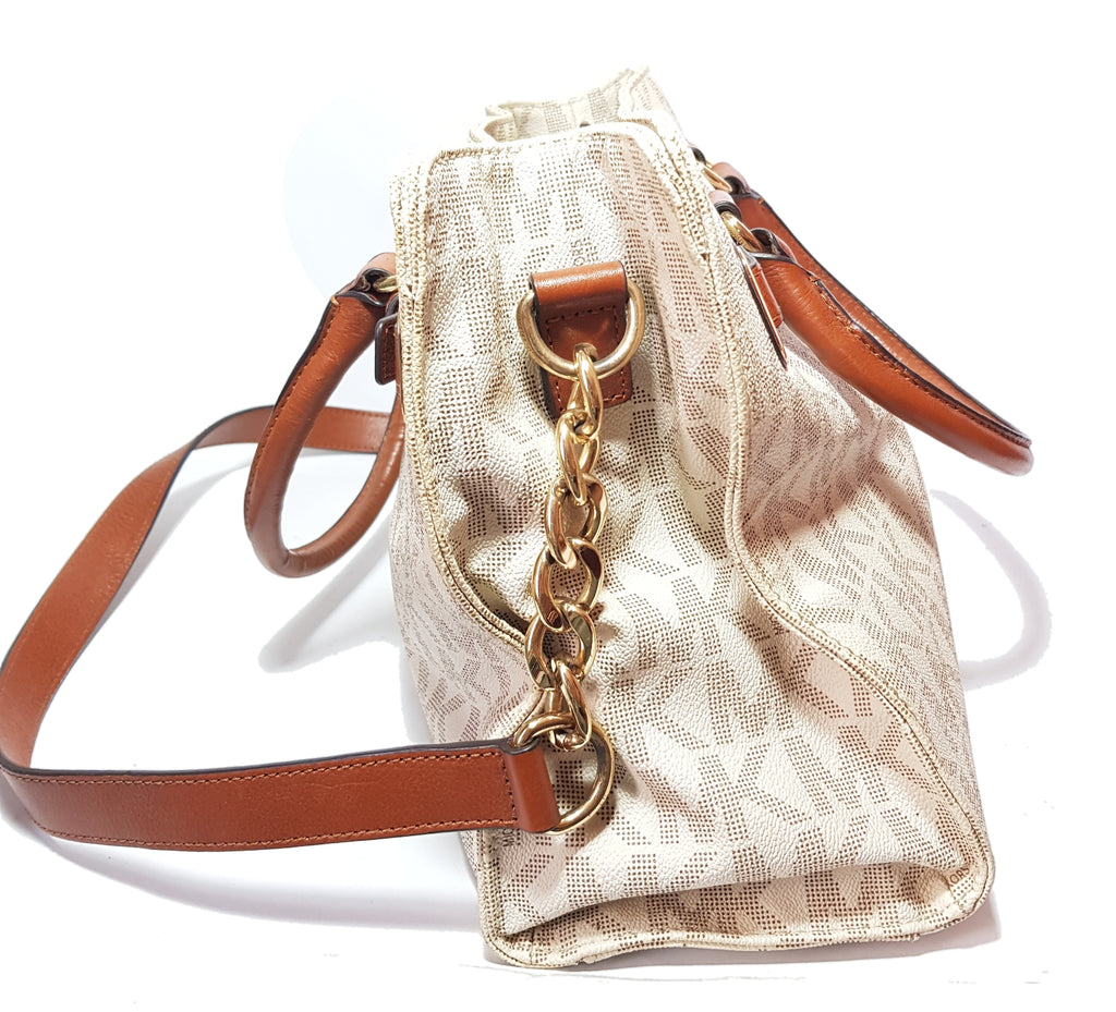 Michael Kors Monogram Vanilla Hamilton East West Satchel | Pre Loved |