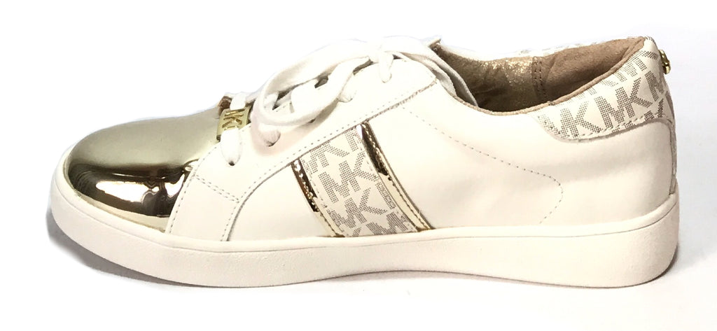 Michael kors white discount and gold sneakers