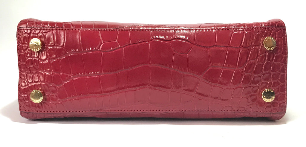 Michael Kors KELLEN Cherry Croc Embossed Leather Satchel | Gently Used |