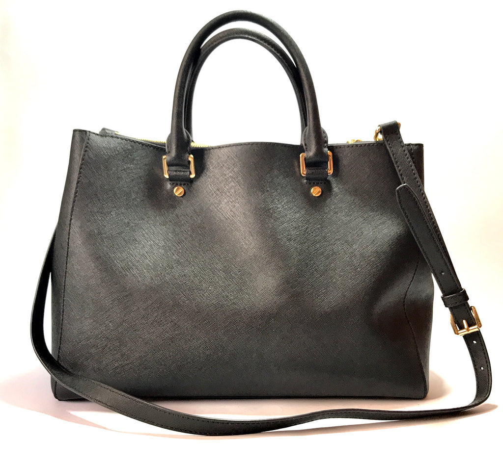 Michael Kors Black Saffiano Jet Set Leather Bag | Gently Used |