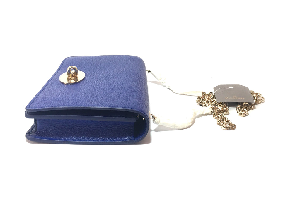 Mulberry Bayswater Cobalt Blue Leather Wallet On Chain Clutch | Brand New |