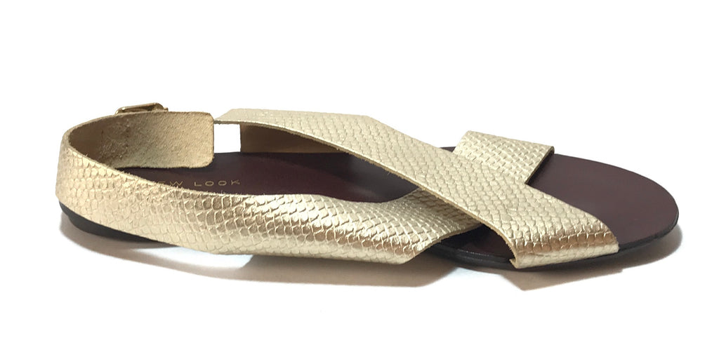 New Look Gold Leather Cross Strap Sandals | Brand New |