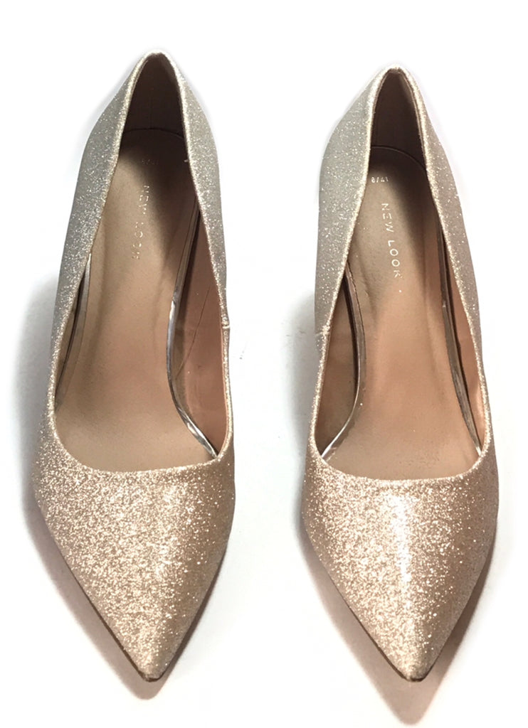 New Look Silver & Bronze Glitter Pointed Pumps | Gently Used |