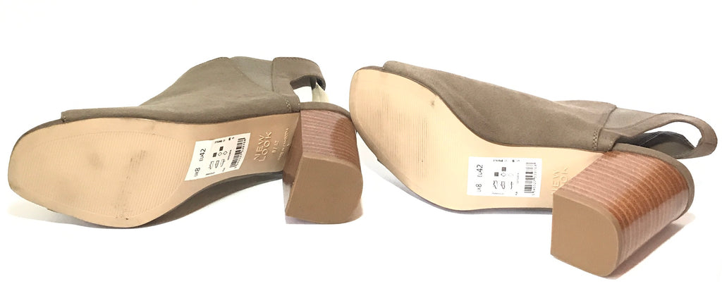NEW LOOK Grey Suede Peep Toe Booties Like New Secret Stash