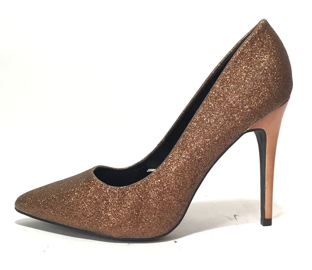 NEW LOOK Bronze Glitter Pointed Pumps | Like New |