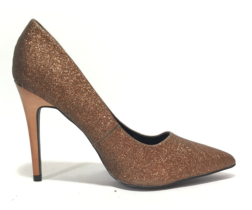 NEW LOOK Bronze Glitter Pointed Pumps | Like New |