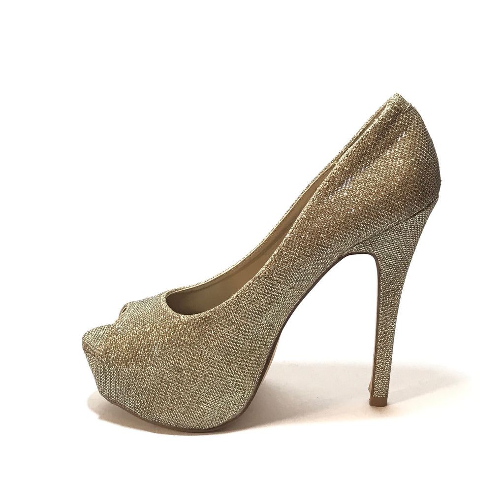 Gold sparkly outlet heels open toe