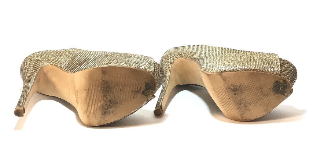 NEW LOOK Gold Glitter Peep toe Heels Pre Loved Secret Stash