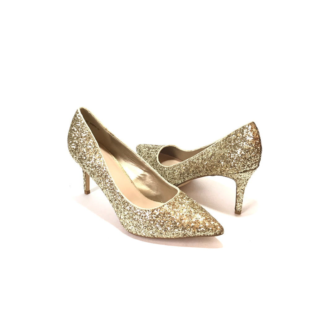 New Look Gold Glitter Sequins Pointed Pumps | Brand New |