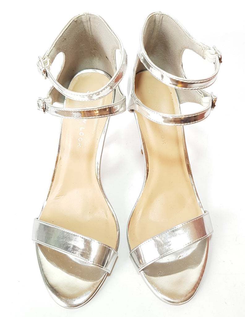 New Look Silver Patent Strappy Heels | Pre Loved |