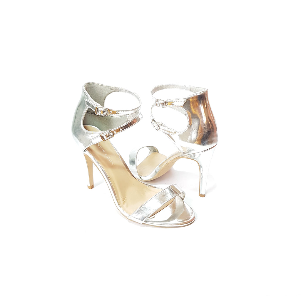 New Look Silver Patent Strappy Heels | Pre Loved |