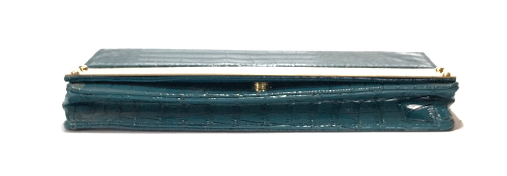 New Look Turquoise Croc Print Clutch | Gently Used |