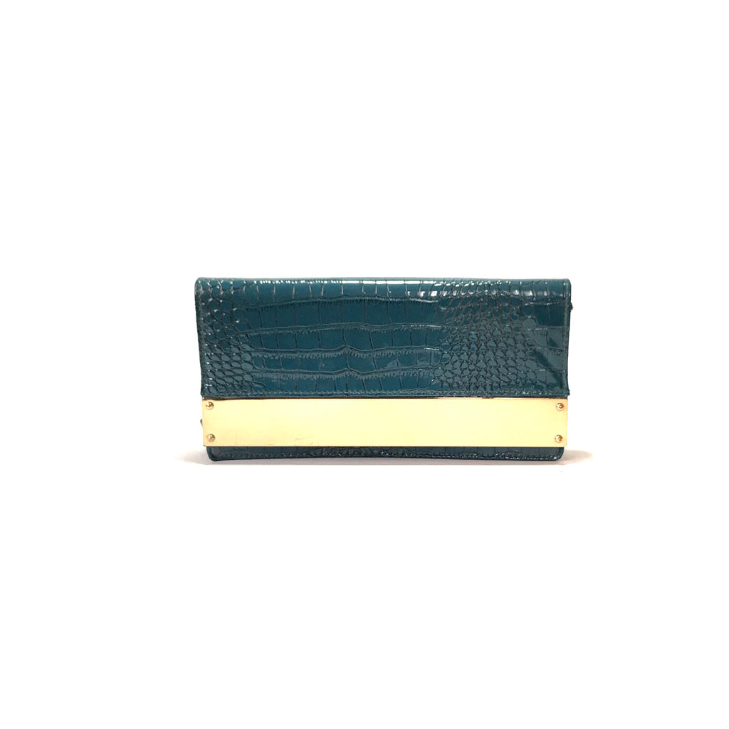 New Look Turquoise Croc Print Clutch | Gently Used |