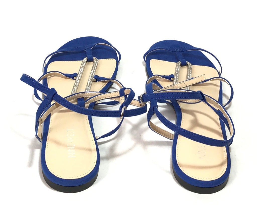 NIne West Cobalt Blue Rhinestone Sandals | Brand New |