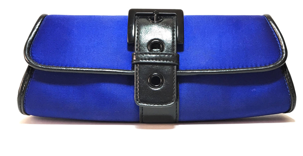 Nine West Cobalt Blue & Black Leather Trim Clutch | Gently Used |