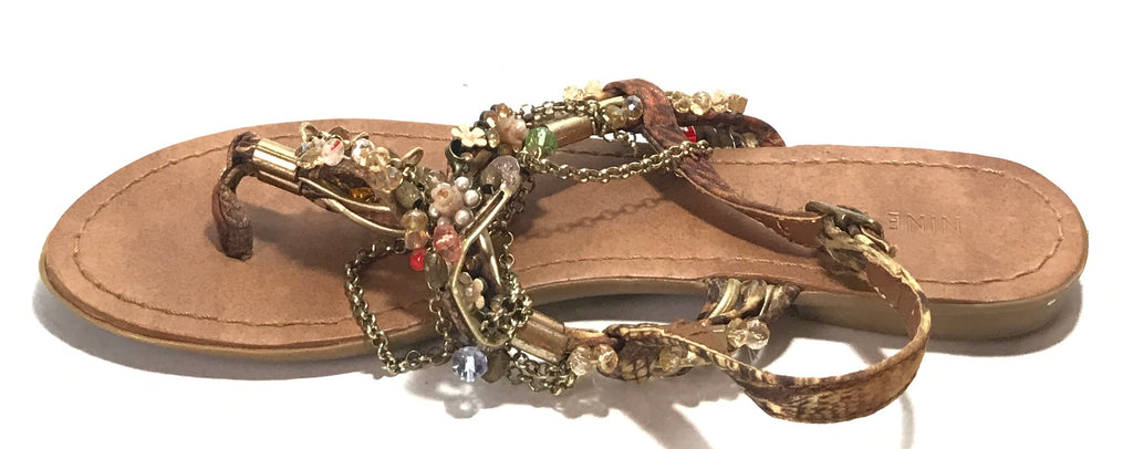 Nine West Chain Strap Thong Sandals | Like New |