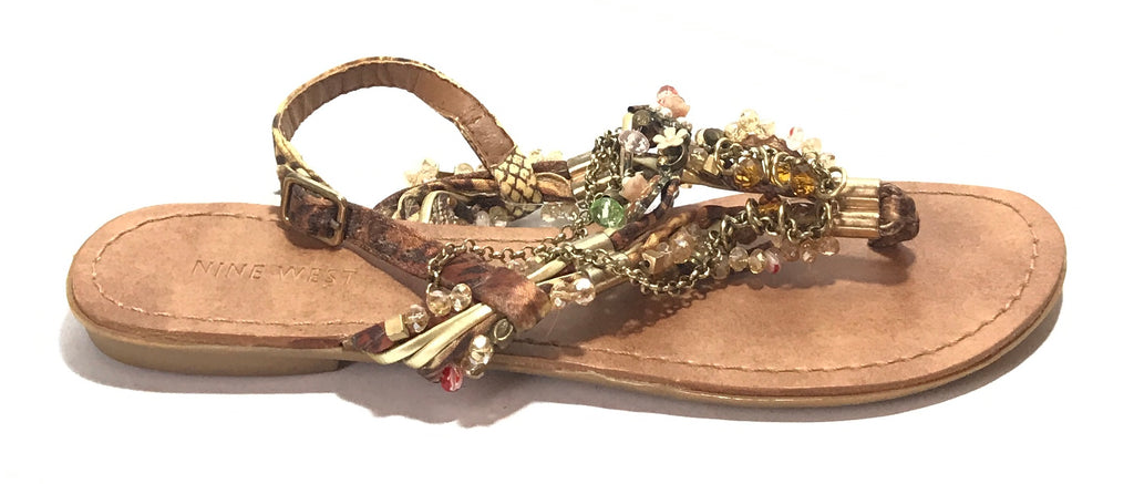 Nine West Chain Strap Thong Sandals | Like New |