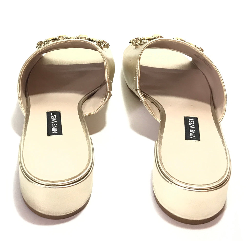 Nine West Gold Jewelled Mules | Brand New |