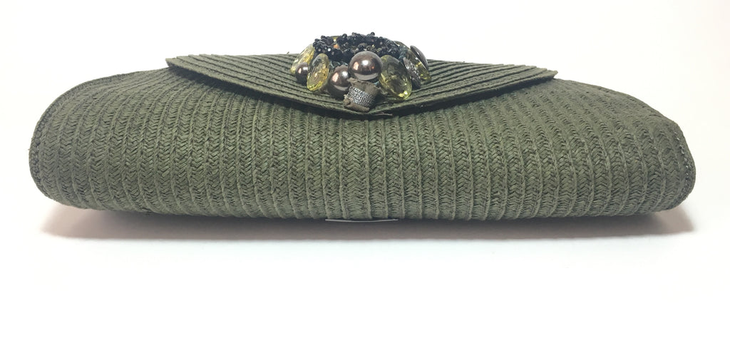 Nine West Olive Green Woven Clutch | Like New |