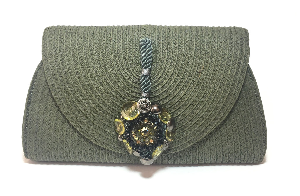 Nine West Olive Green Woven Clutch | Like New |