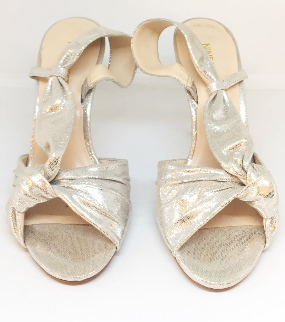 Nine West Ultanta Knotted Silver Sandals | Gently Used |