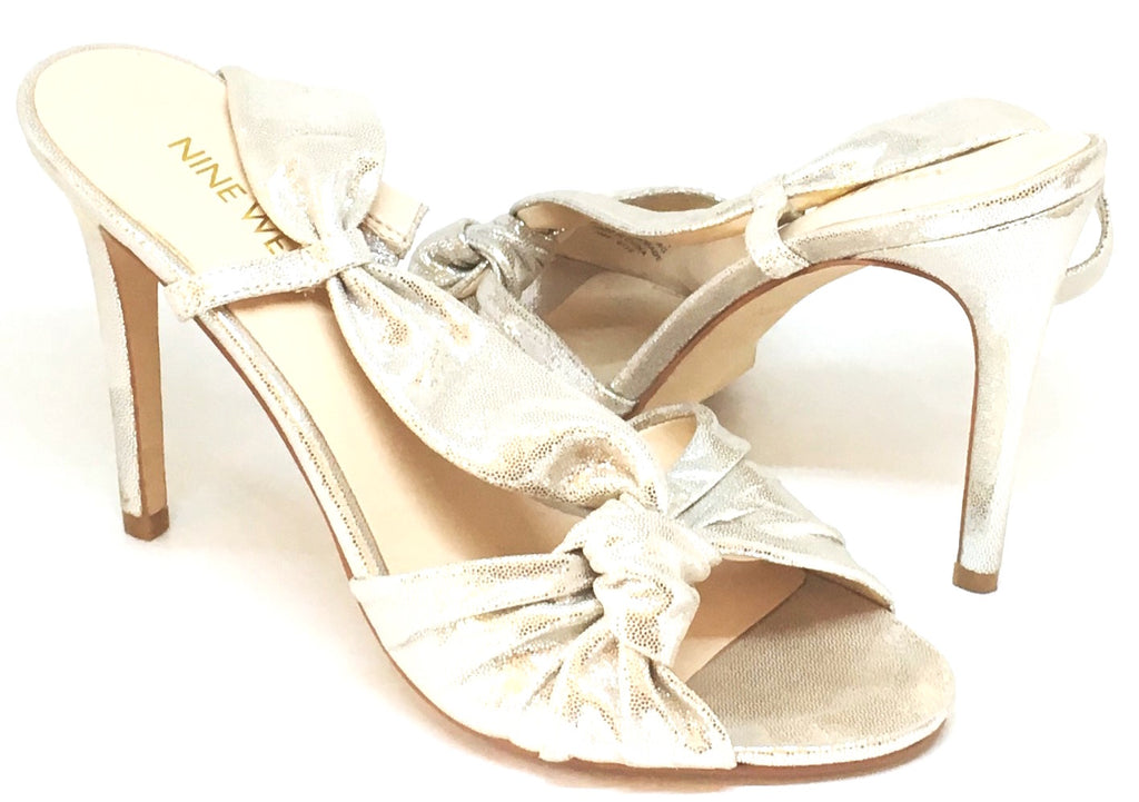 Nine West Ultanta Knotted Silver Sandals | Gently Used |