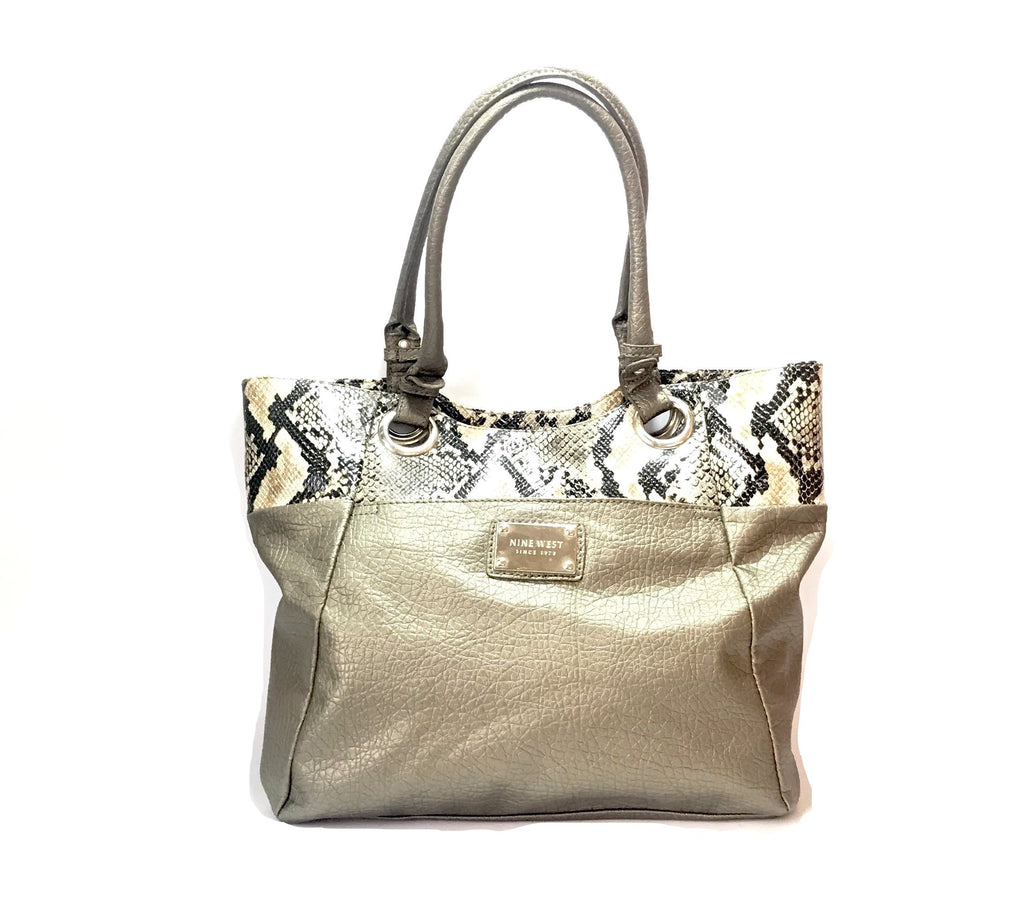 Nine West Silver Snakeskin Shoulder Bag | Gently Used |