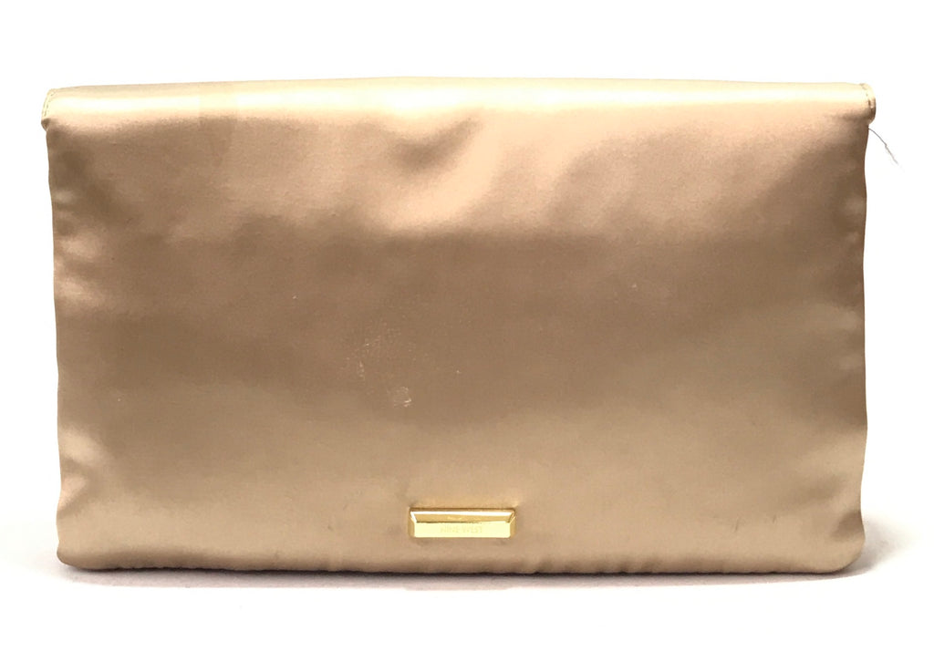 Nine West Taupe Satin Rhinestones Clutch | Gently Used |